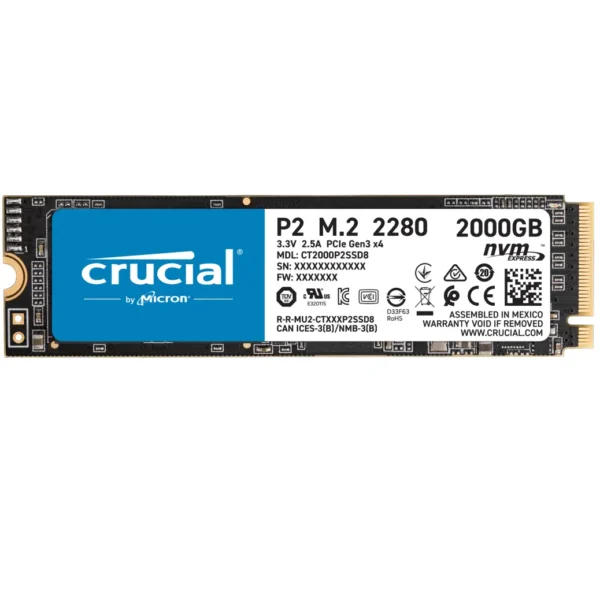 CT2000P2SSD8 – 2 TB M.2 NVME SSD 2280 P2 GEN 3 SPEED READ 2400 MB/S Write 1900MB/S