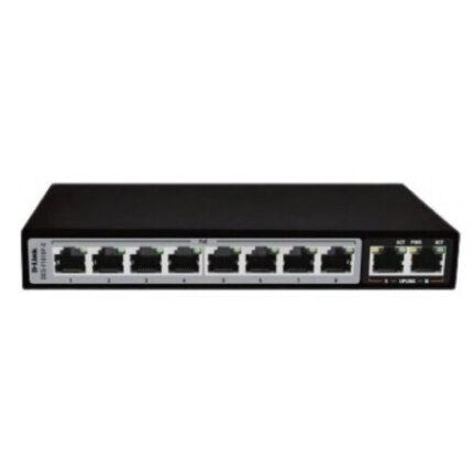 D Link DES-F1010P-E/B 10-port 10/100Base-T Unmanaged Long Range 250m PoE+ Surveillance Switch with 8 PoE Ports