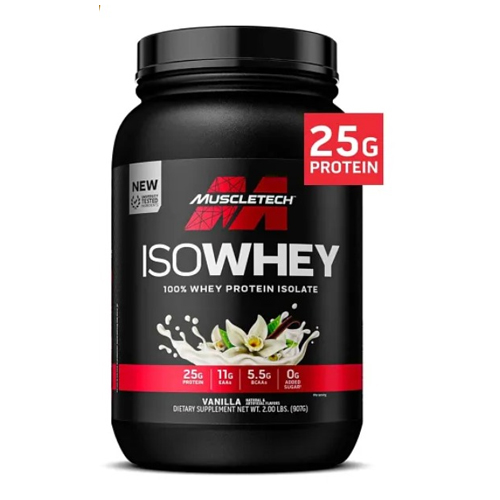 MuscleTech IsoWhey,Vanila, 2 LB, Build Lean Muscle, Increase Strength