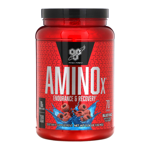 BSN AMINO X, Blue Raz, 70 Servings, Stimulant Free BCAA Formula, Support Fast Recovery